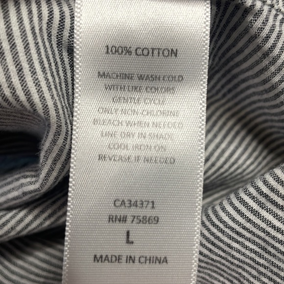 Dotti On Island Time Button Up Cover Up Shirt Dress gray white vertical stripe L - Picture 11 of 14